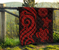American Samoa Premium Quilt - Red Tentacle Turtle - Polynesian Pride