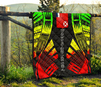 Wallis And Futuna Premium Quilt -Wallis And Futuna Coat Of Arms Polynesian Reggae Tattoo Red - Polynesian Pride