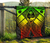 Guam Polynesian Premium Quilt - Guam Reggae Seal with Polynesian Tattoo - Polynesian Pride