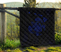 Hawaii Turtle Hibicus Map Premium Quilt - Blue - Polynesian Pride