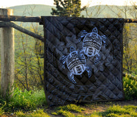 Hawaii Premium Quilt - Turtle Strong Pattern Hibiscus Plumeria Blue AH - Polynesian Pride