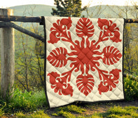 Hawaiian Kalo Pattern Premium Quilt - Green - Argu Style - AH - Polynesian Pride