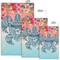 Hawaii Turtle Ohana Stary Night Hibiscus Rug - Polynesian Pride