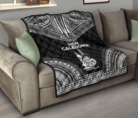 New Caledonia Premium Quilt - New Caledonia Coat Of Arms Polynesian Chief Black Version - Polynesian Pride