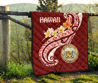 Hawaii Premium Quilt - Hawaii Seal Polynesian Patterns Plumeria - Polynesian Pride