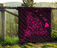 Rays Hawaii Map Polynesian Premium Quilt - Pink - Polynesian Pride
