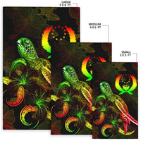 Pohnpei Polynesian Area Rugs - Turtle With Blooming Hibiscus Reggae - Polynesian Pride
