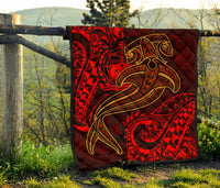 Samoa Premium Quilt - Red Shark Polynesian Tattoo - Polynesian Pride