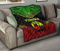 Tonga Premium Quilt - Tonga Coat Of Arms Polynesian Chief Reggae Version - Polynesian Pride