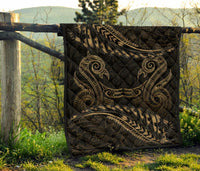 Aotearoa Premium Quilt Gold Maori Manaia With Silver Fern - Polynesian Pride