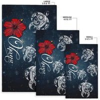 Hawaii Ohana Turtle Hibiscus Galaxy Rug - Polynesian Pride
