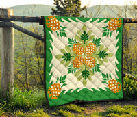 Hawaiian Pineapple leaves Tropical Pattern Premium Quilt - Green - Argu Style - AH - Polynesian Pride
