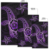 Kanaka Map Hibiscus Plumeria Turtle Art Polynesian Area Rug Violet AH - Polynesian Pride