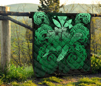 Hawaii Turtle Wave Polynesian Premium Quilt - Hey Style Green - Polynesian Pride