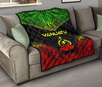 Vanuatu Premium Quilt - Vanuatu Coat Of Arms Polynesian Chief Reggae Version - Polynesian Pride