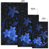 Hawaii Polynesian Turtle Plumeria Rug - Pog Style Blue - Polynesian Pride