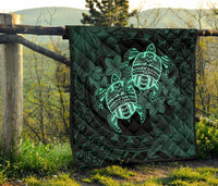Hawaii Premium Quilt - Turtle Strong Pattern Hibiscus Plumeria Turquoise AH - Polynesian Pride