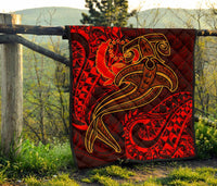 Pohnpei Premium Quilt - Red Shark Polynesian Tattoo - Polynesian Pride