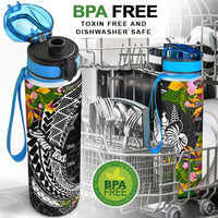 New Caledonia Custom Personalised Hydro Tracking Bottle - Seal Spiral Polynesian Patterns - Polynesian Pride