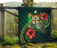 Fiji Polynesian Premium Quilt - Green Turtle Hibiscus - Polynesian Pride