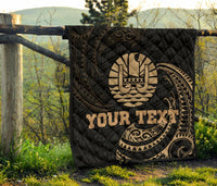 Tahiti Polynesian Custom Personalised Premium Quilt - Gold Tribal Wave - Polynesian Pride