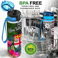 Fiji Custom Personalised Hydro Tracking Bottle - Turtle Plumeria Banana Leaf - Polynesian Pride