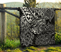 Tonga Polynesian Premium Quilt - White Turtle Flowing - Polynesian Pride