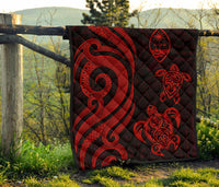Guam Polynesian Premium Quilt - Red Tentacle Turtle - Polynesian Pride