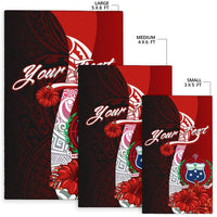 Samoa Polynesian Custom Personalised Area Rug - Coat Of Arm With Hibiscus - Polynesian Pride