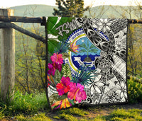 Federated States of Micronesia Premium Quilt White - Turtle Plumeria Banana Leaf - Polynesian Pride