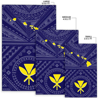 Hawaii Area Rug - Hawaii Kanaka Maoli And Map ( Blue) - Polynesian Pride