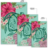 Hawaii Turtle Hibiscus Plumeria Rug - Hug Style - Polynesian Pride