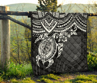Fiji Polynesian Premium Quilt - Fiji Flag & White Turtle Hibiscus - Polynesian Pride