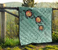 Hawaii Turtle Swimming Tribal Polynesian Premium Quilt - AH - Min Style - Polynesian Pride
