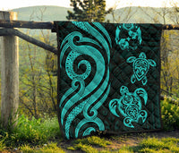 Tonga Polynesian Premium Quilt - Turquoise Tentacle Turtle - Polynesian Pride
