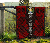 Nauru Premium Quilt - Nauru Coat Of Arms Polynesian Red Tattoo - Polynesian Pride