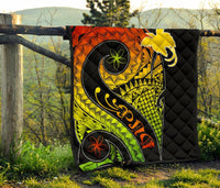 Papua New Guinea Premium Quilt - PNG Bird And Polynesian Decorative Pattern - Polynesian Pride