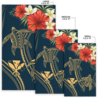 Hawaii Polynesian Turtle Hibiscus Rug - Nolan Style - Polynesian Pride