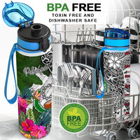 Pohnpei Hydro Tracking Bottle White - Turtle Plumeria Banana Leaf - Polynesian Pride