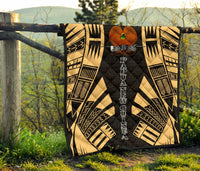 Papua New Guinea Premium Quilt - Papua New Guinea Coat Of Arsms Polynesian Gold Tattoo - Polynesian Pride