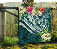 Guam Polynesian Premium Quilt - Summer Plumeria (Turquoise) - Polynesian Pride