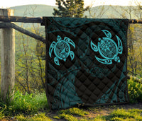 Hawaii Polynesian Turtle Premium Quilt Blue - Polynesian Pride
