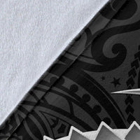 Papua New Guinea Custom Personalised Premium Blanket - PNG Seal Polynesian Patterns Plumeria (Black) - Polynesian Pride
