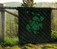 Hawaii Turtle Hibicus Map Premium Quilt - Green - Polynesian Pride