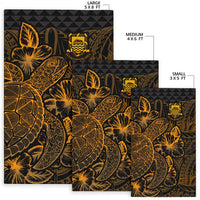 Tuvalu Area Rugs Turtle Hibiscus Gold - Polynesian Pride