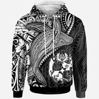 Tonga Hoodie Humpback Whale & Coat of Arms White Unisex White - Polynesian Pride