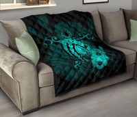 Hawaii Hibiscus Premium Quilt - Harold Turtle - Turquoise - Polynesian Pride