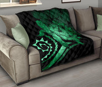 Hawaii Turtle Hibiscus Polynesian Vintage Premium Quilt - Green - Polynesian Pride