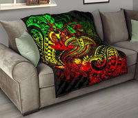 Vanuatu Polynesian Premium Quilt - Reggae Shark Polynesian Tattoo - Polynesian Pride