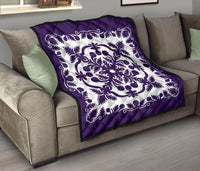 Hawaii Premium Quilt Royal Pattern - Purple And White - Polynesian Pride